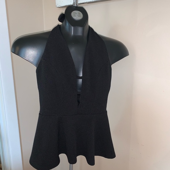 v-neck halter peplum top - Picture 4 of 5
